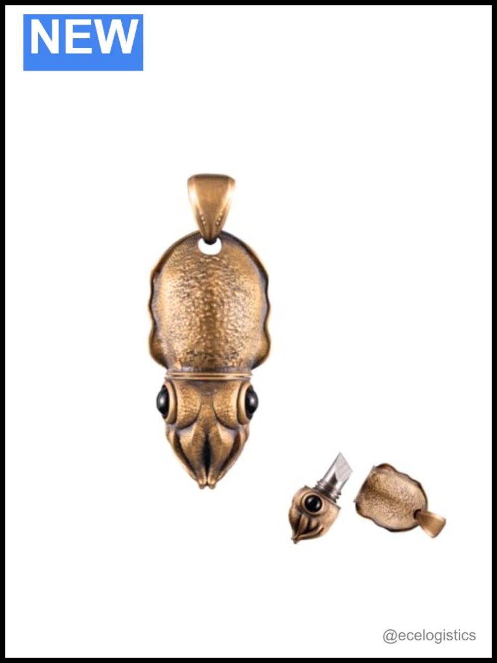 Cuttlefish Box Opener Pendant Necklace Brass Sterling Silver Charm
